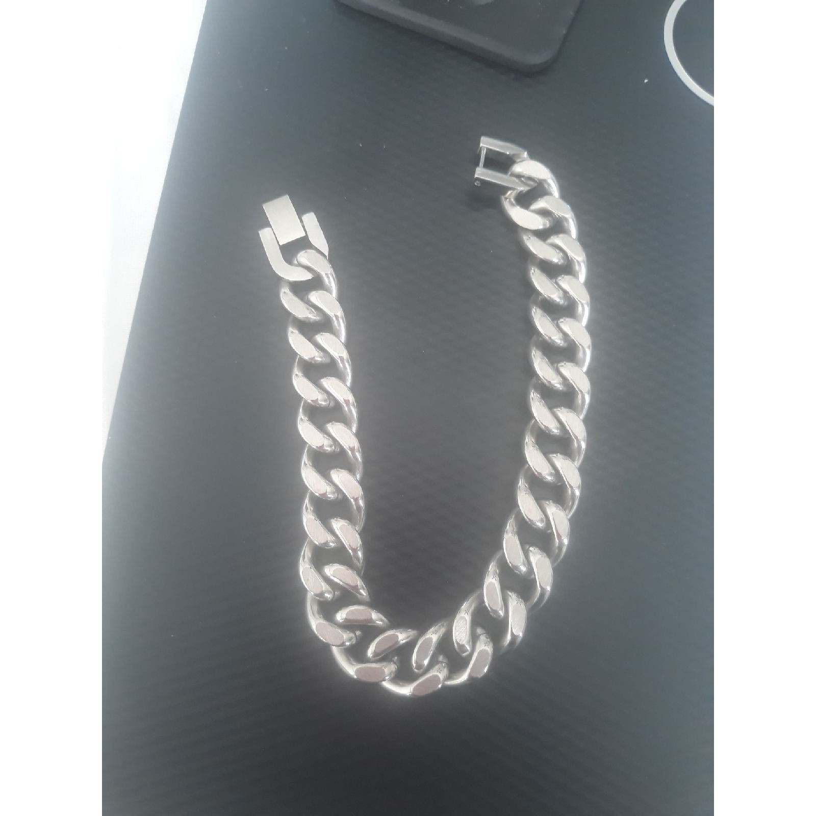Stainless Steel Mens Bracelet 9 Curb 128 Mm